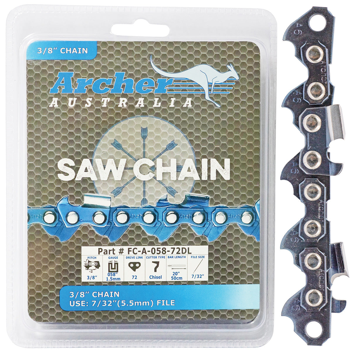 Archer Chain - Semi-chisel 3/8", .063", 10 degree skip tooth/Ripping By Jakmax - 063-25R-RP-ST - featured image