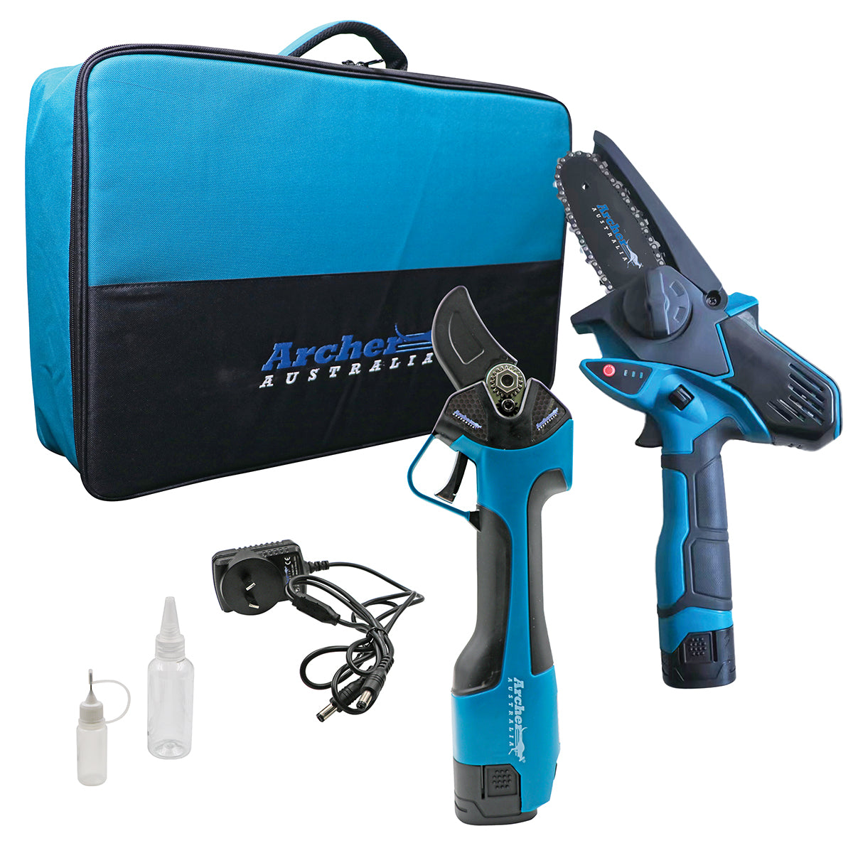 Archer Battery Mini Chainsaw &Amp; Pruning Shears 2pc Kit By Jakmax - featured image - 1