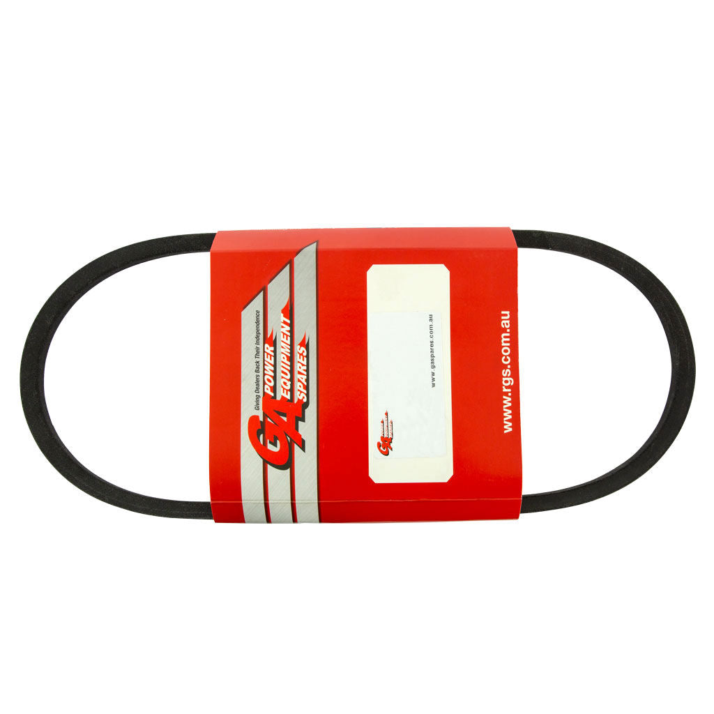 Black V-belt replacement part for Ariens and Victa equipment, SKU BEL6737, 3/8 inch wide drive belt