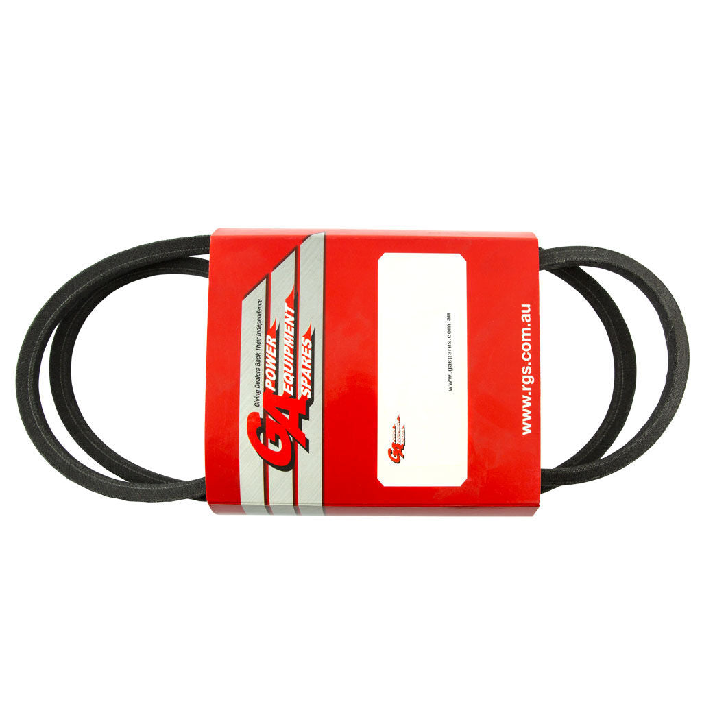 Black V-belt 1/2 inch wide by 60 inch outside circumference, replacement PTO deck belt, SKU BEL954-0497