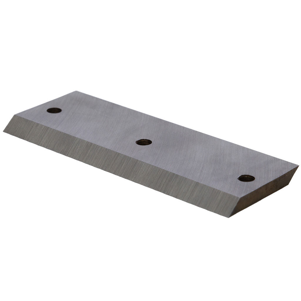 Greenfield chipper blade BLC6092, rectangular steel blade 134mm long with three holes and double edged cut