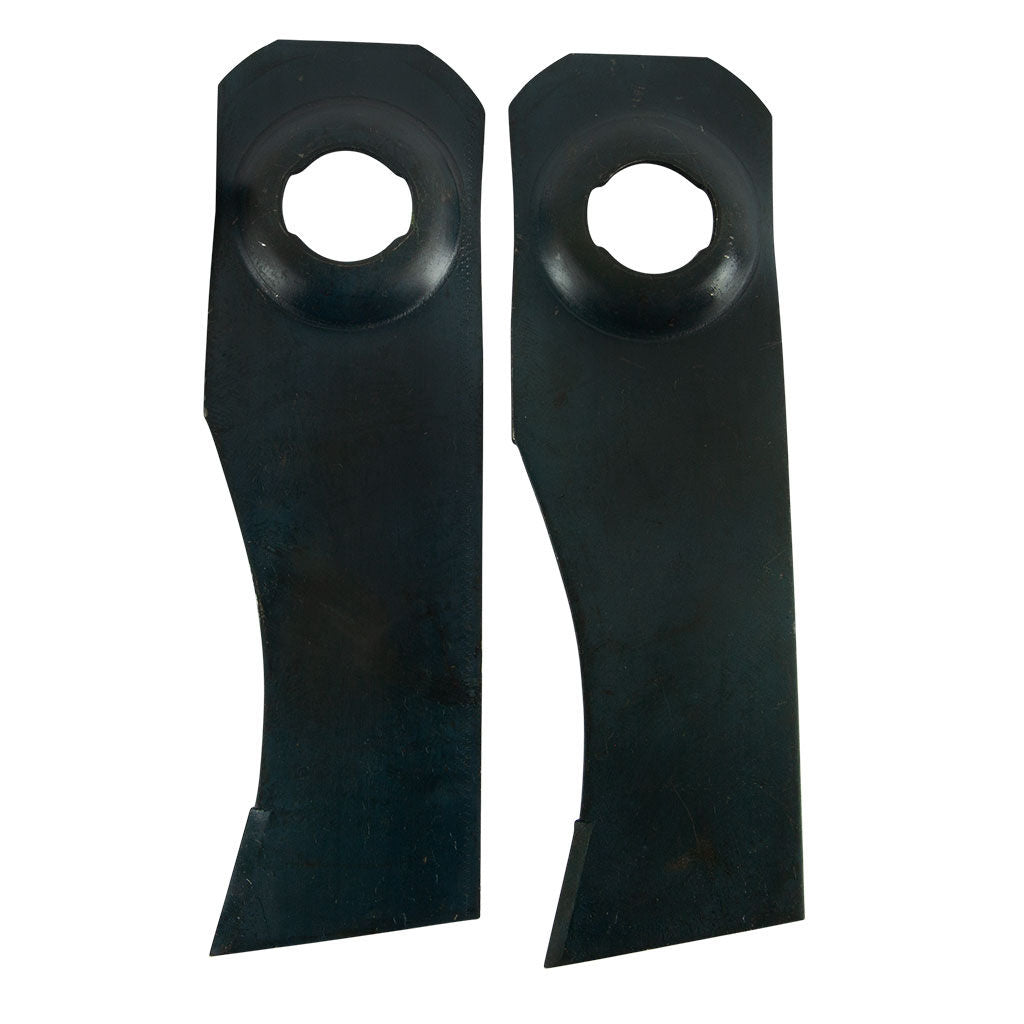 Victa 4 inch late ute swing-back mower blade pair BLD1541, flat short type with domed bolt hole, skin packed
