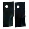 Pair of 3-3/4 inch swing-back lawn mower blades with offset bolt hole, SKU BLD5695, in retail skin pack