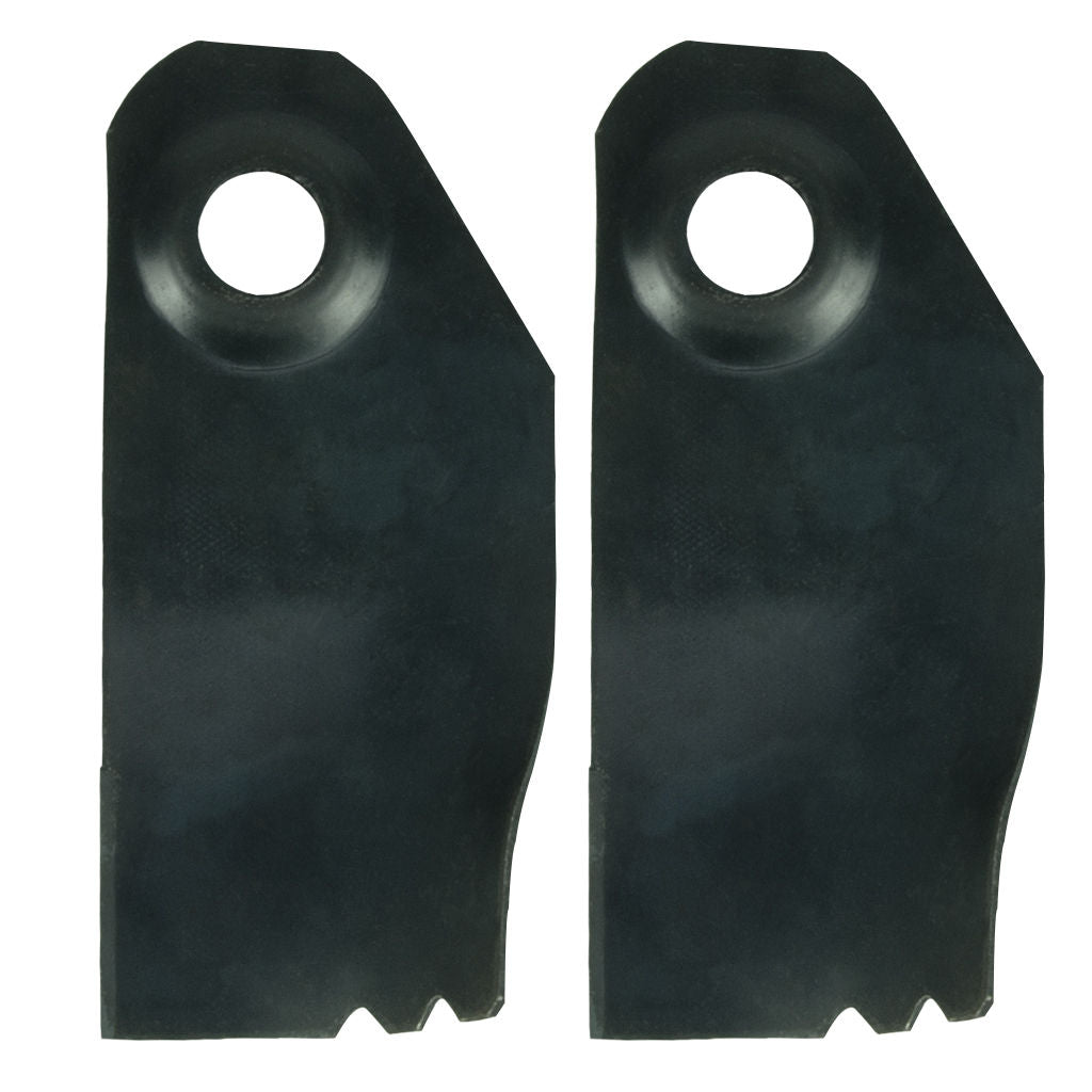 Victa 3-3/4 inch domestic mulch blade pair, SKU BLD5882, showing high flute swing back blades with domed offset bolt holes