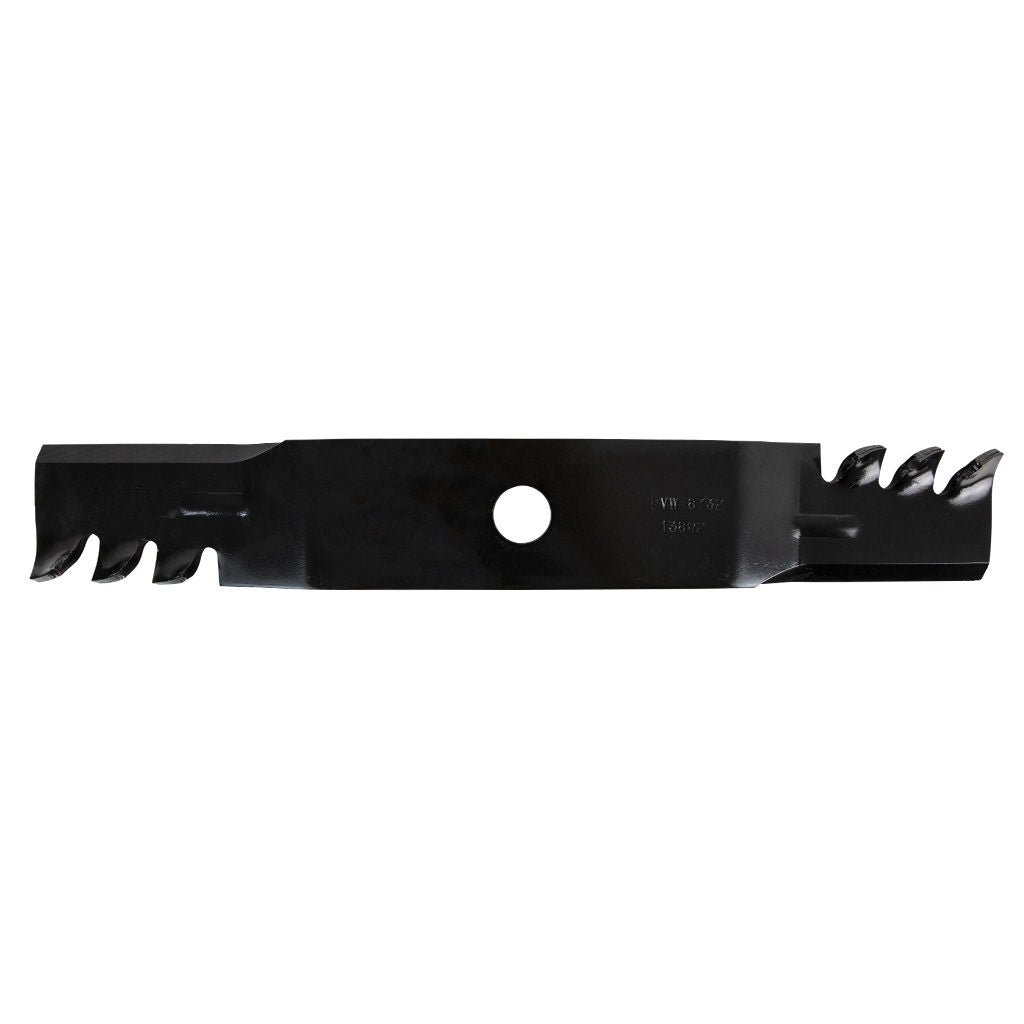 Kubota 20-9/16″ toothed mulcher bar blade, SKU BLR6343, showing round centre hole and fluted right hand edge