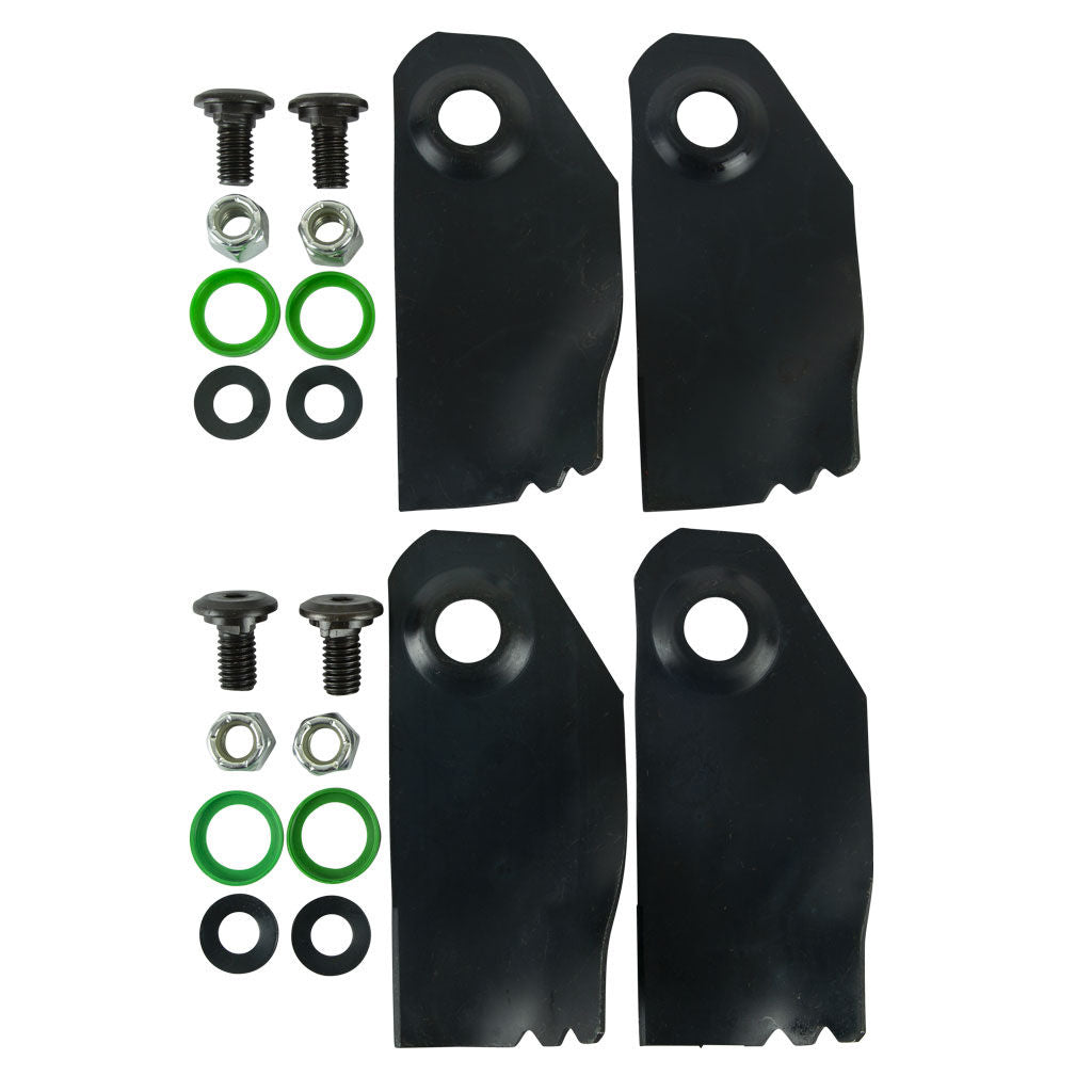 Skin packed Victa blade and bolt set, four swing back blades with bolts, SKU BNC6328