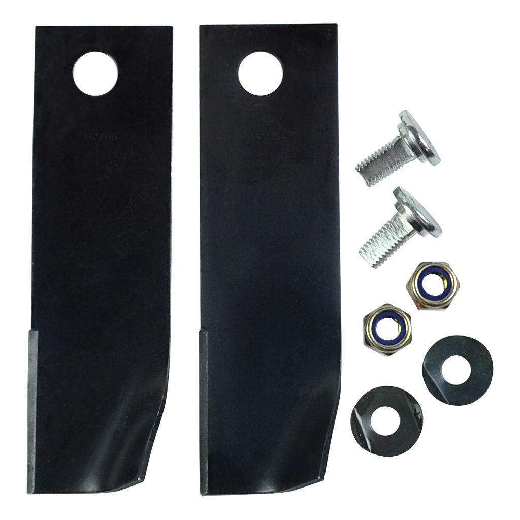 Honda blade and bolt set BNC7660, two heavy duty 2.5mm swing back mower blades with mounting bolts, skin packed