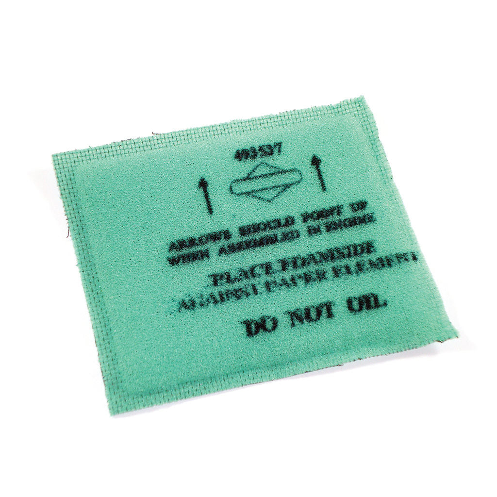 Genuine Briggs &amp; Stratton pre-filter BRI493537S, rectangular foam air filter element, 120mm x 100mm