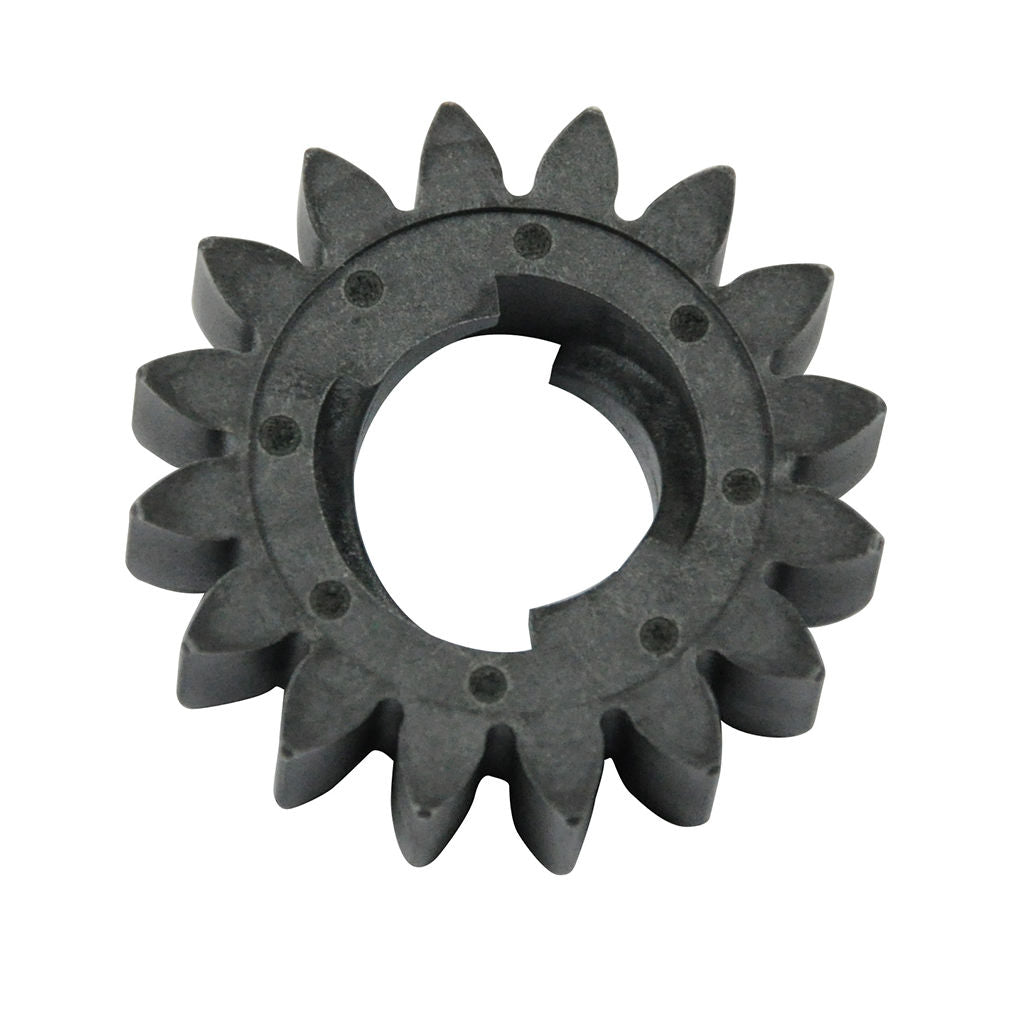 Genuine Briggs & Stratton 16-tooth starter gear BRI695708 with 1 5/8 inch outside diameter shown on a white background