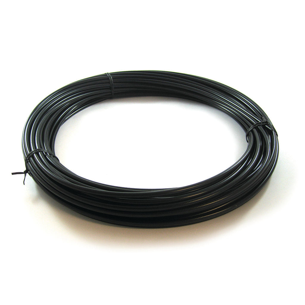 30 metre bulk roll of plastic coated outer throttle cable, SKU CAC6883, coiled black cable on a roll