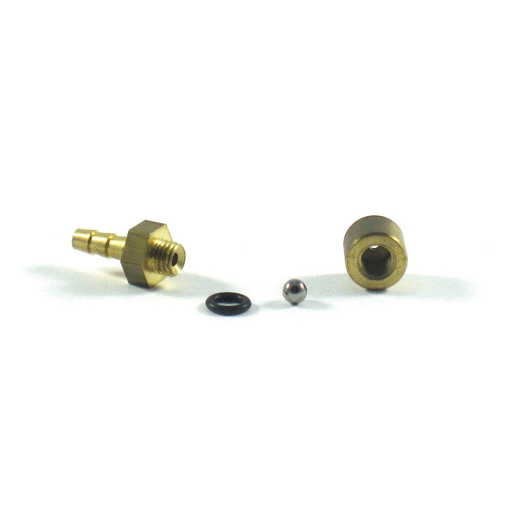 Brass primer valve for Kawasaki and McCulloch equipment, SKU CAS5062, shown as a small metal fuel system component