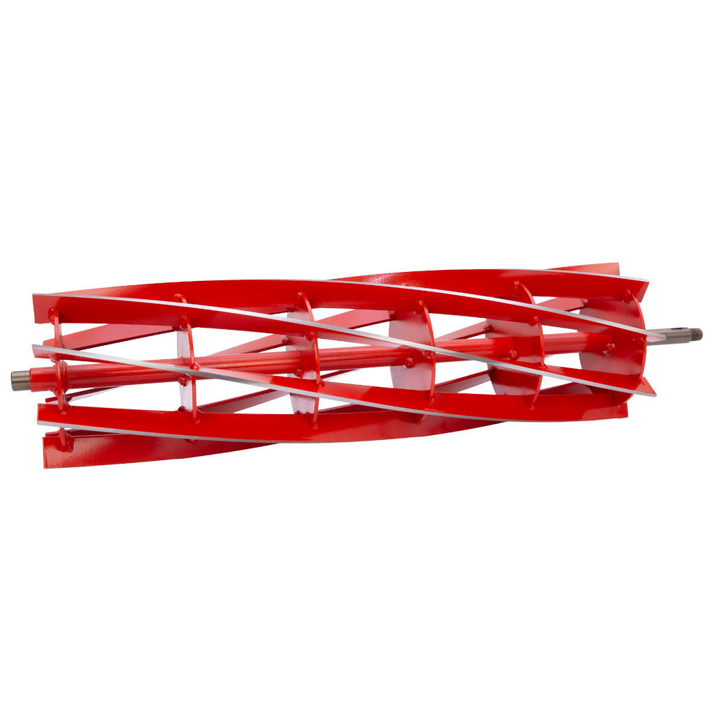 Red 20 inch 8-blade cutting cylinder reel for Rover and Scott Bonnar reel mowers, SKU CCA9106