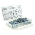 CHD5127 141-piece hair pin kit showing assorted R-clips in six sizes arranged in a compartment tray