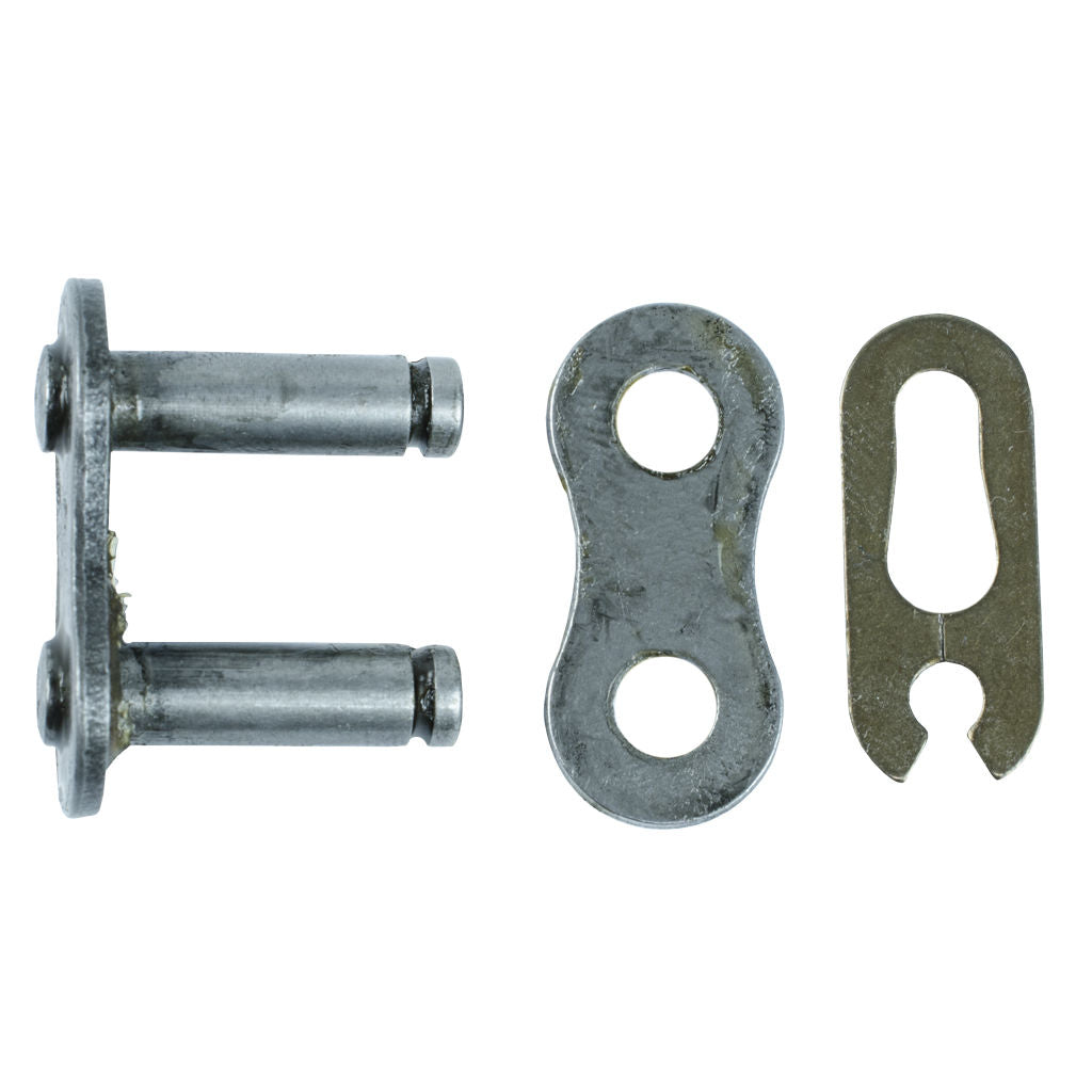 Metal #40 chain joining link for Greenfield and Rover ride-on mowers, SKU CHM1555