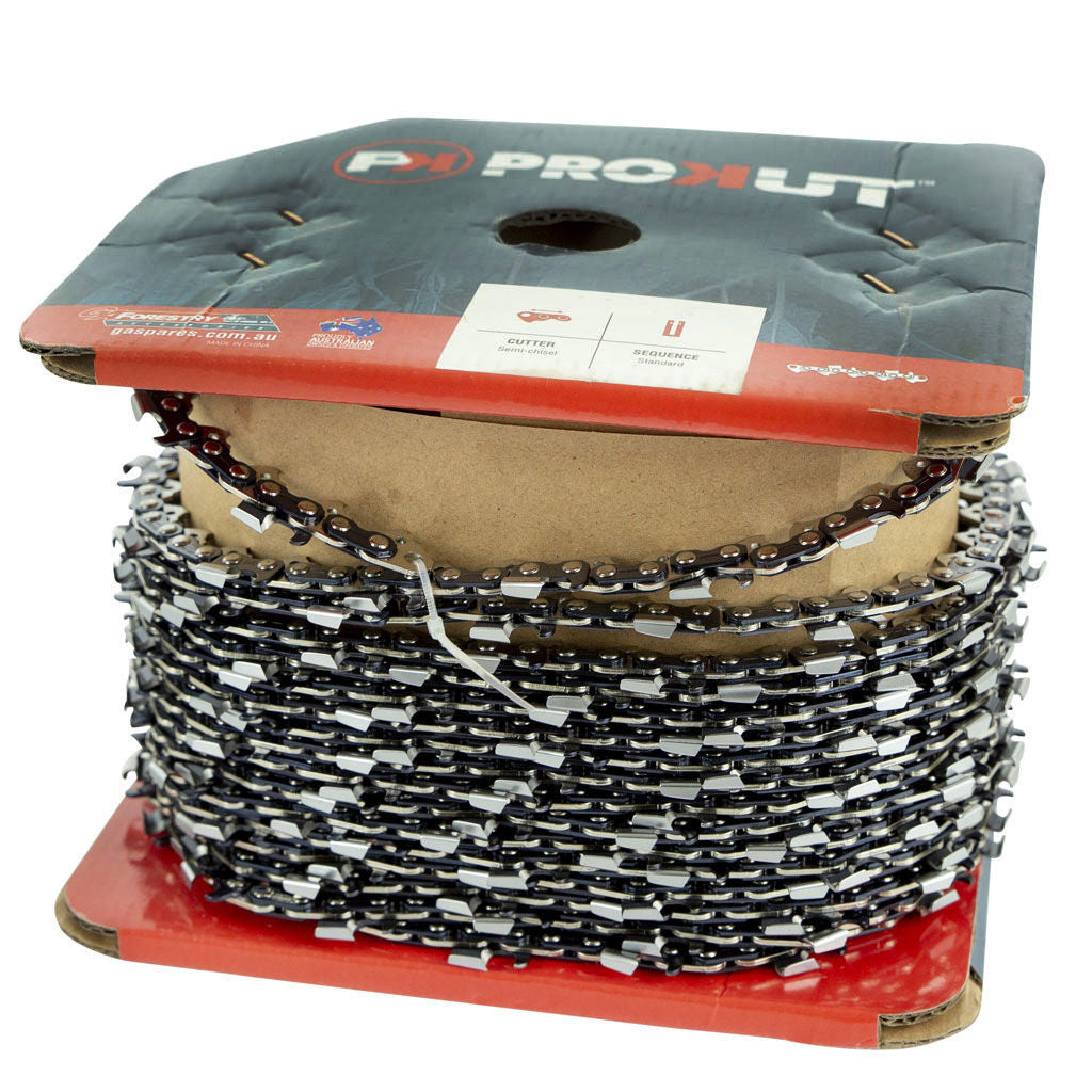 PROKUT #20S 100 foot roll of 3/8″ Low Profile .050″ semi-chisel chainsaw chain, SKU GAF20S100R