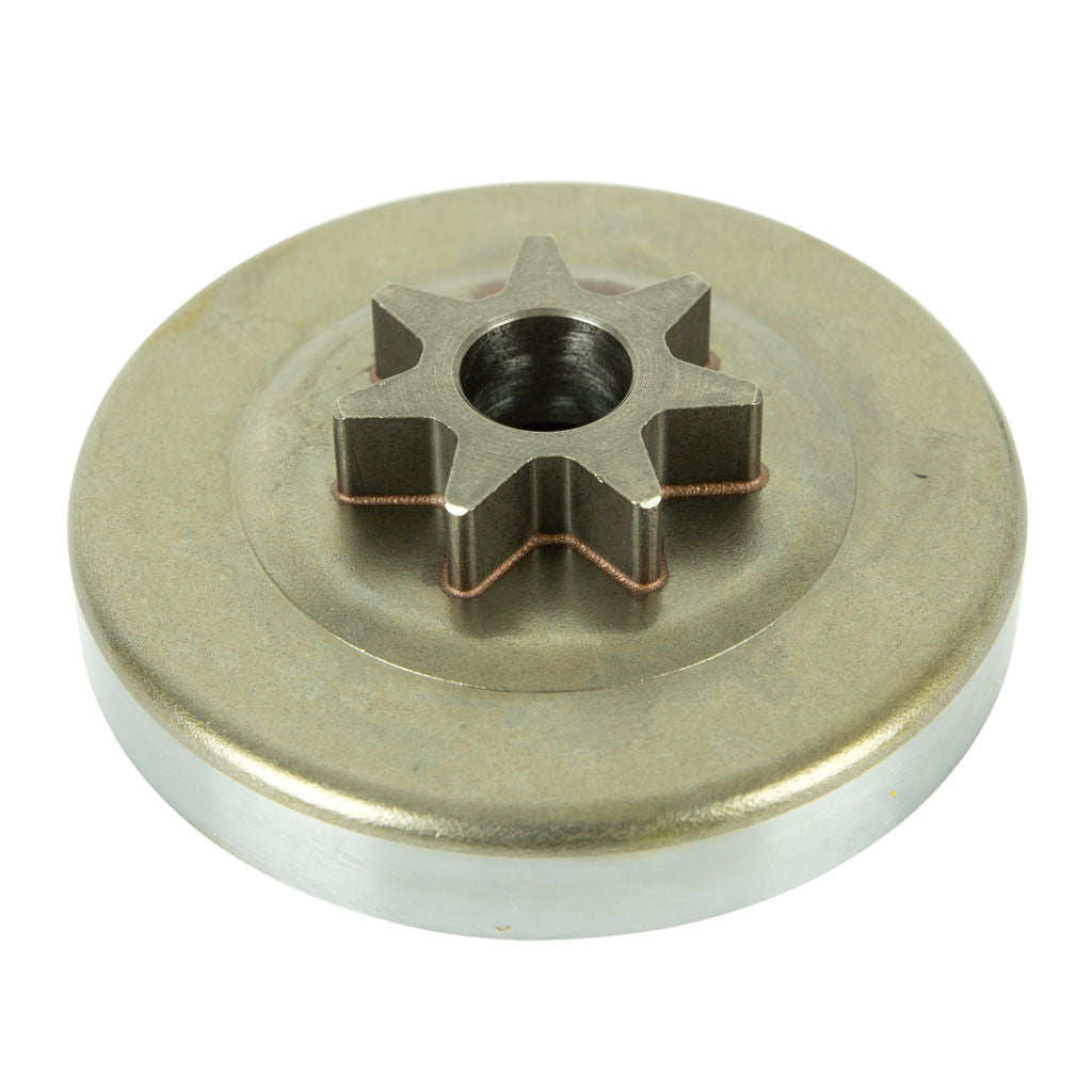 PROKUT one-piece spur sprocket GAF32794 with 7 drive teeth and 3/8 inch pitch, clutch drum and bearing visible