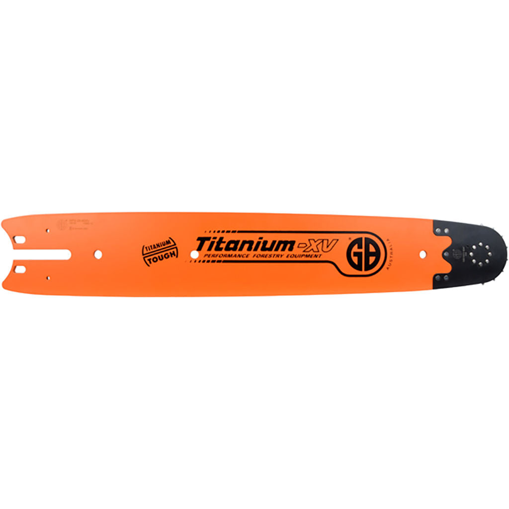 HARVESTER 25 inch GB replacement nose Titanium XV chainsaw bar, .404 inch pitch, .080 inch gauge, SKU GBFWF2-25-80XV