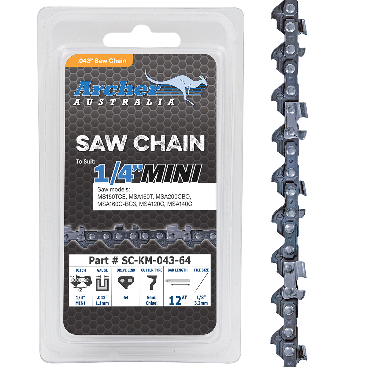 Chain Loop Semi Chisel - 1/4 Mini, .043, 65DL By Jakmax - 043-65DL - featured image
