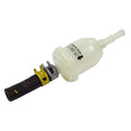 Kohler inline fuel filter 75 micron gravity feed, SKU KOH2505021-S, small cylindrical fuel filter with inlet and outlet barbs