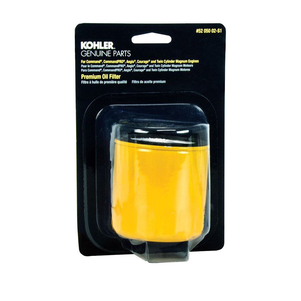 KOHLER extra capacity oil filter KOH5205002-S1 in retail display hang pack, cylindrical spin-on filter