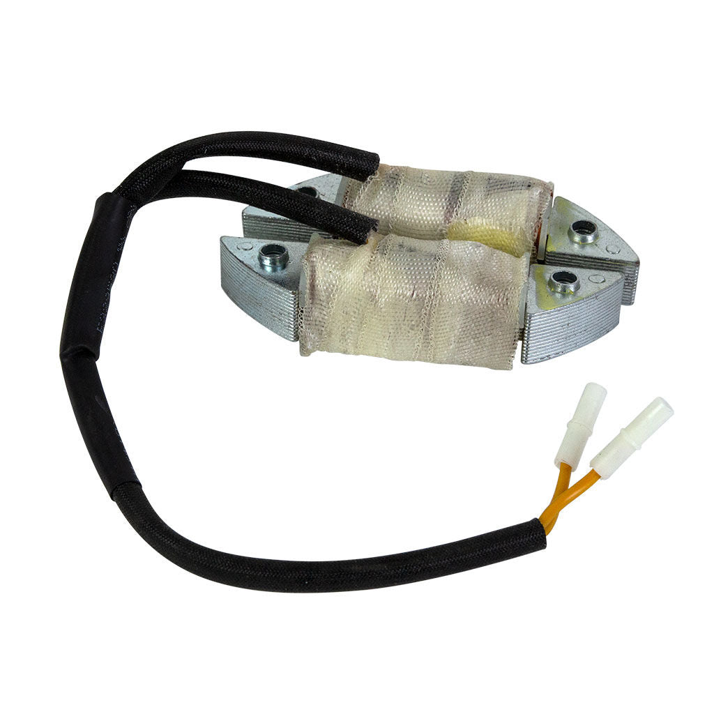 Loncin charge coil part LON270190031-0001 for SSV450F1 engine, showing coil body and mounting points
