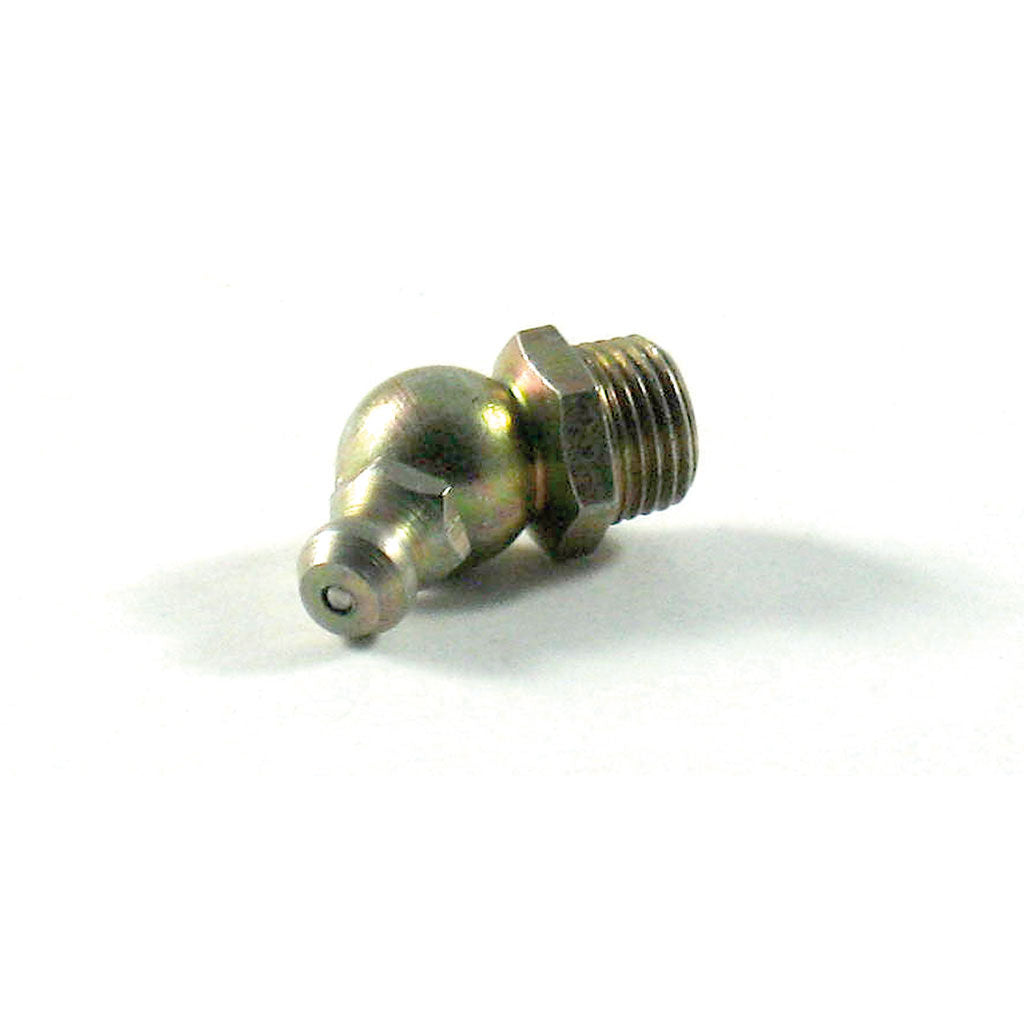 GA 1/8″ BSP 45-degree grease nipple, SKU LUB6061, angled metal lubrication fitting
