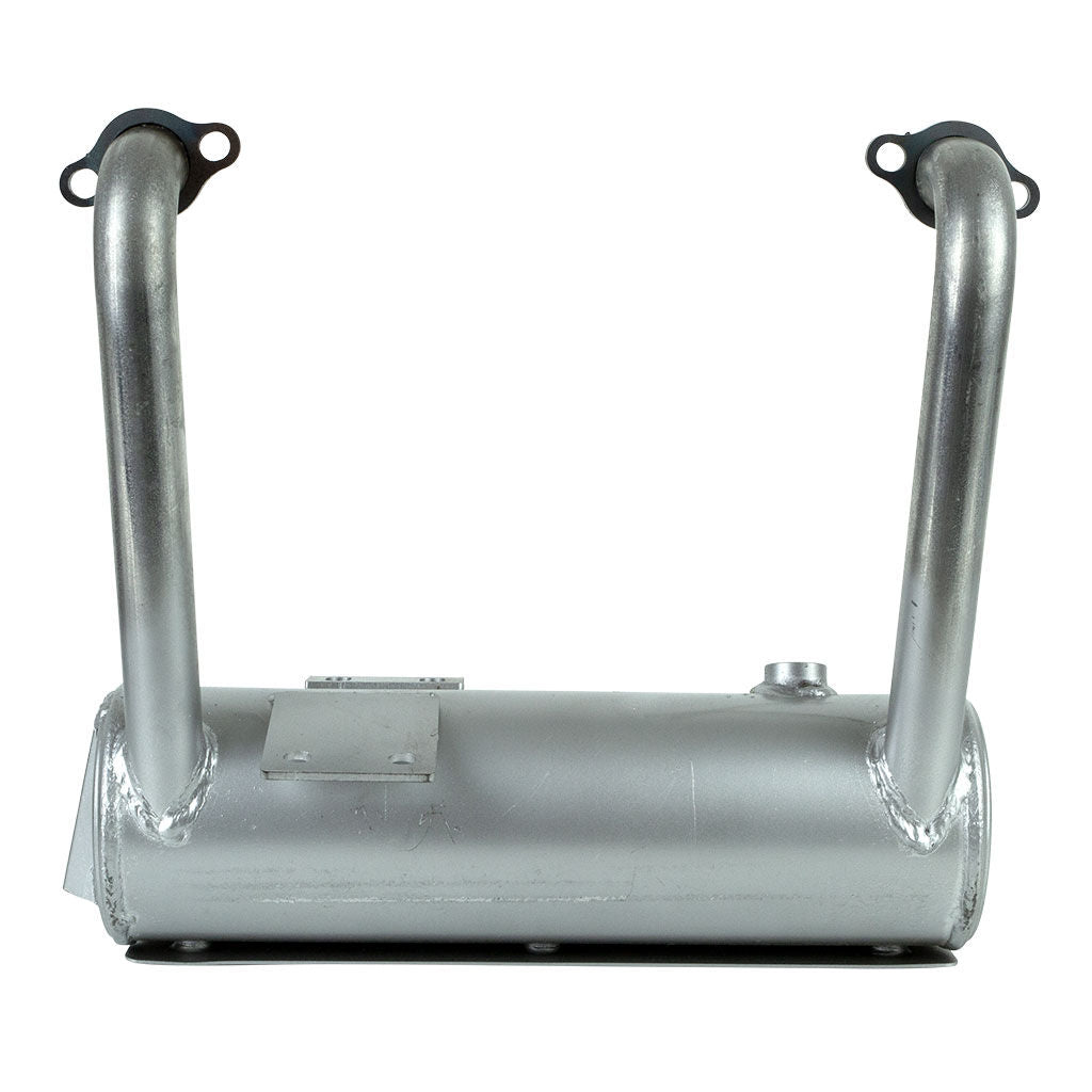 Kawasaki non-genuine replacement muffler for FR FS FX V-twin engines, SKU MUF8487, metal exhaust silencer unit