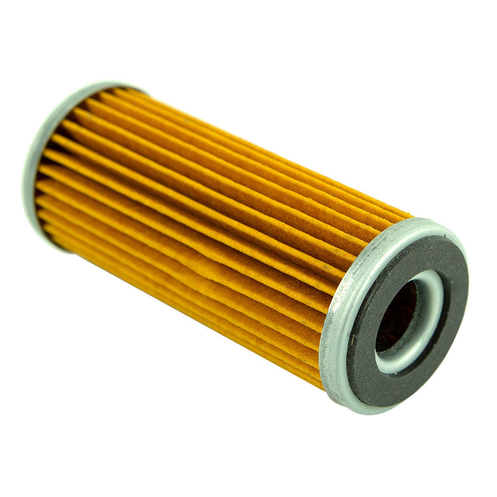 OIP8501 hydrostatic transmission oil filter, cylindrical metal canister with threaded centre hole, 82.55 mm long