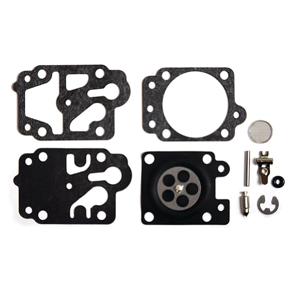 Genuine Walbro K21-WYA carburettor rebuild kit OMKK21-WYA showing diaphragms, gaskets and seals
