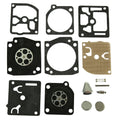 Genuine Zama RB-56 carburettor rebuild kit OMKRB-56 showing gaskets, diaphragms and seals in packaging