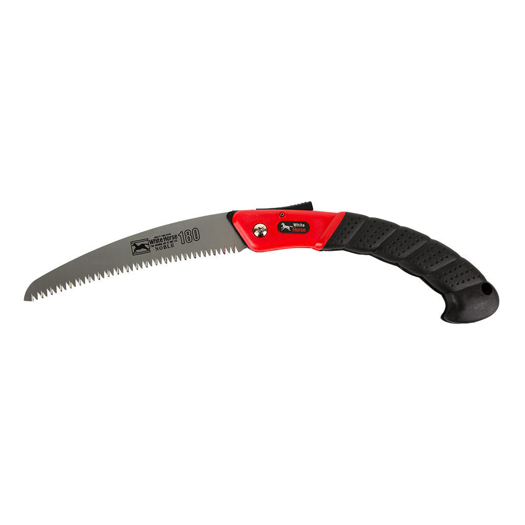 Gaspaes 180mm foldable pruning saw with curved blade, model FC-18, SKU PRN8714, shown folded and open