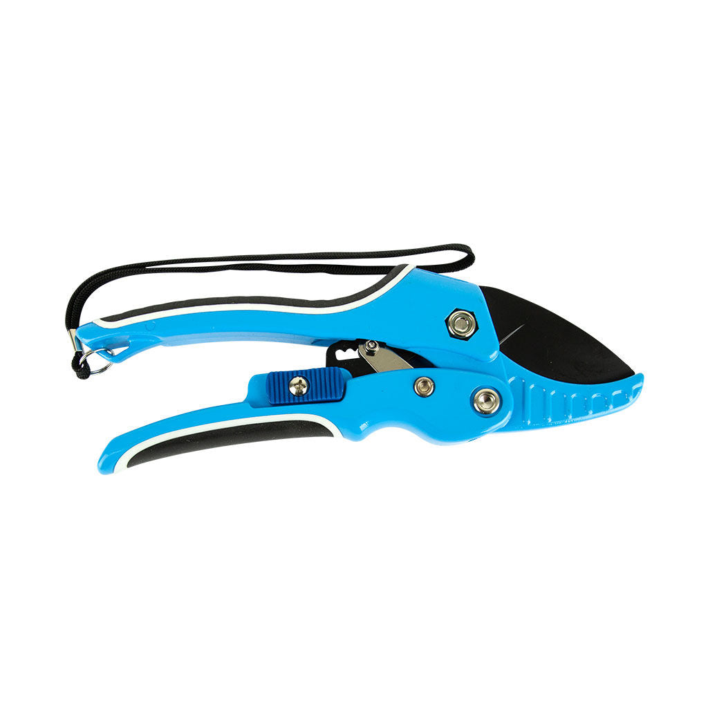 Barnel USA curved blade aluminium ratchet pruner, 7.5 inch 190mm, SKU PRNB777, with strap