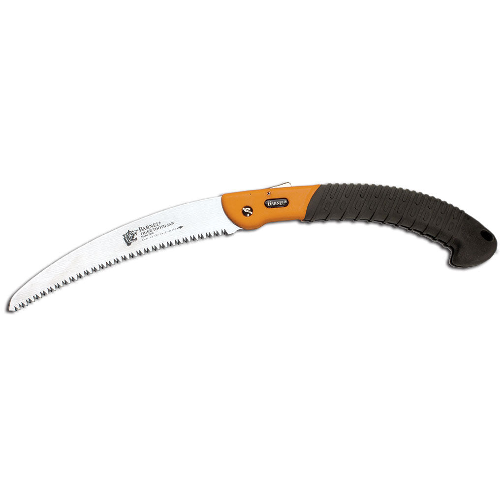 Barnel USA PRNZ240 folding handsaw with 240mm tri-edged curved blade and black ABS non-slip handle, folded open
