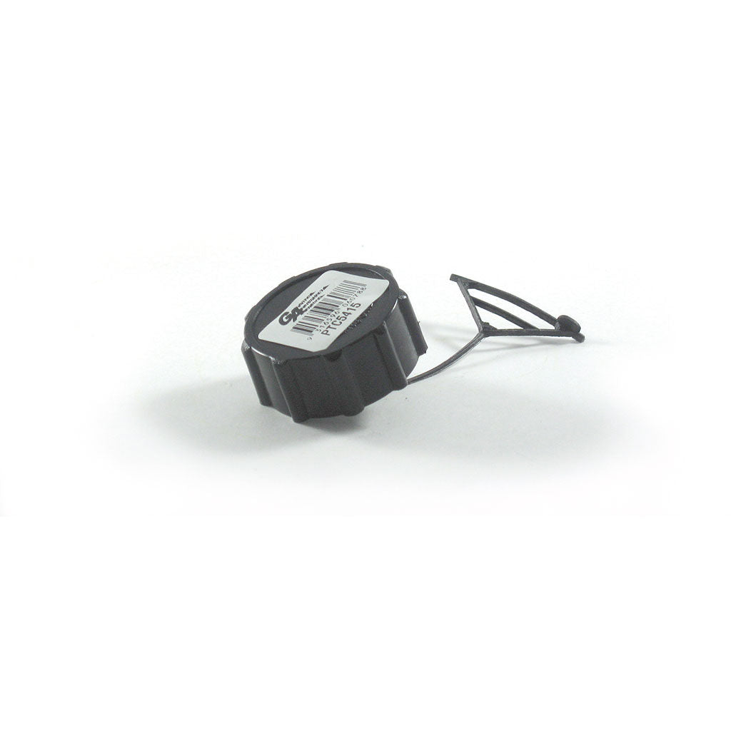 Replacement petrol cap for Homelite and Shibura equipment, SKU PTC5415, shown as a black fuel tank cap