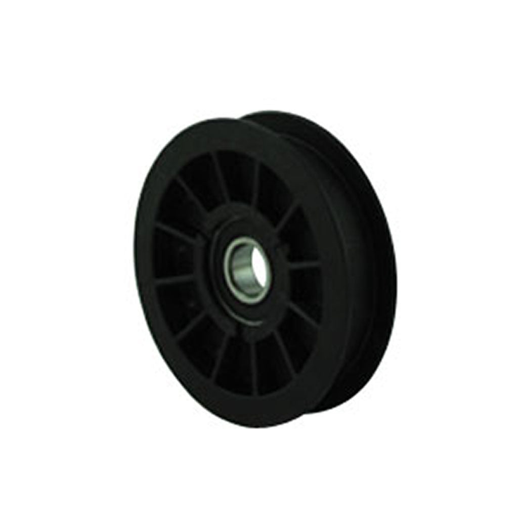 PUL10150 universal plastic flat idler pulley with 4 1/8 inch outer diameter for mower belt drives