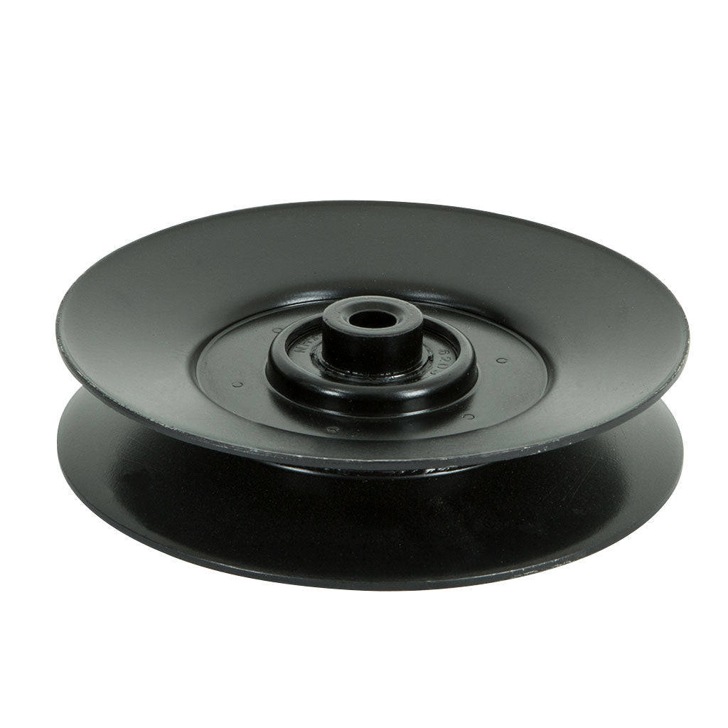 PUL8064 V-idler pulley for Cub Cadet and Greenfield ride-on mowers, 5 inch outside diameter with 3/8 inch bore