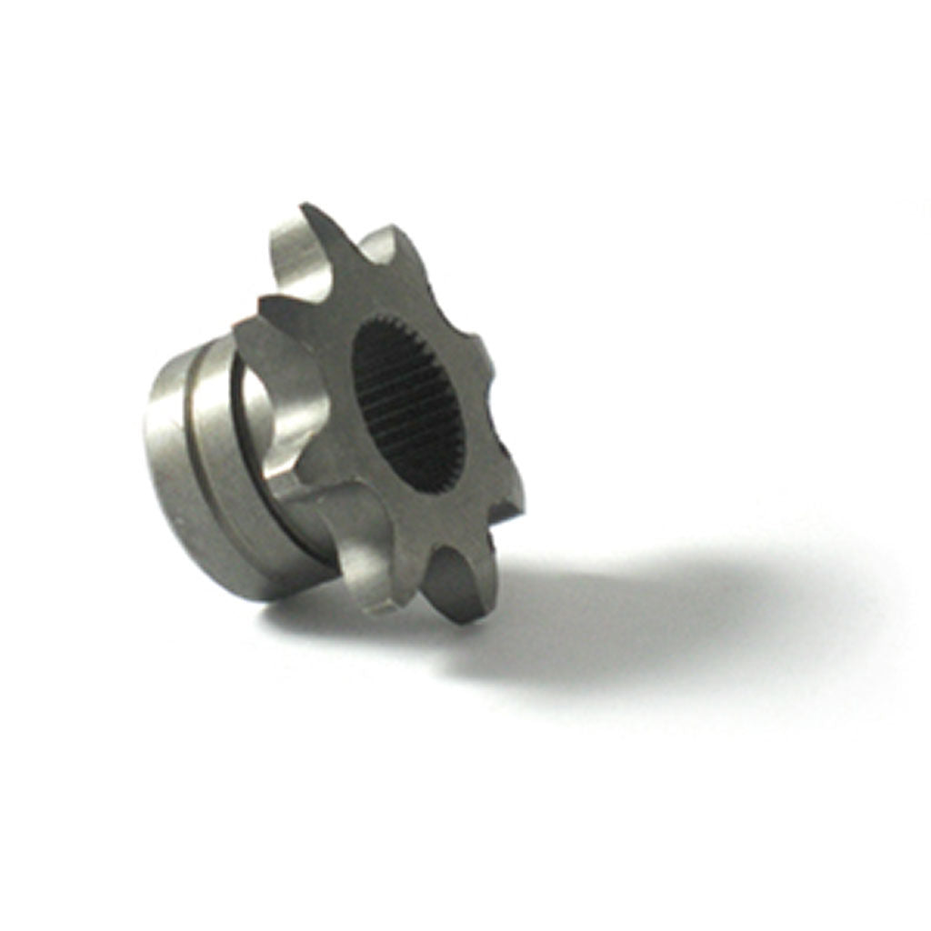 SPR5757 8-tooth splined sprocket for Tecumseh and Peerless gearboxes, showing toothed steel sprocket with splined centre bore