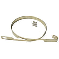 A metallic silver-colored metal clamp or band with a flat mounting tab and three small matching metal pins, shown on a plain white background.