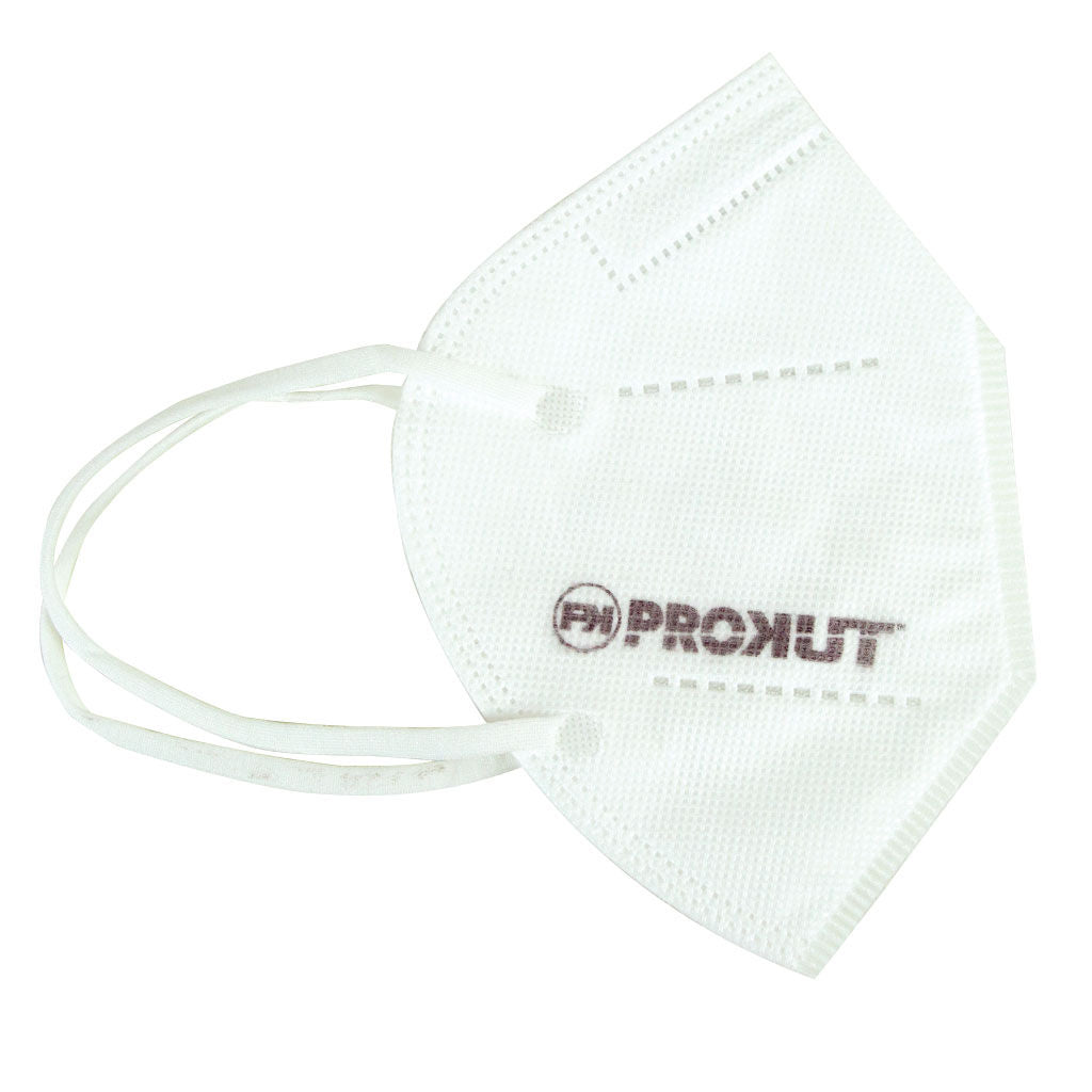 White PROKUT KN95 5 layer disposable face mask with elastic ear loops, SKU TOL8403