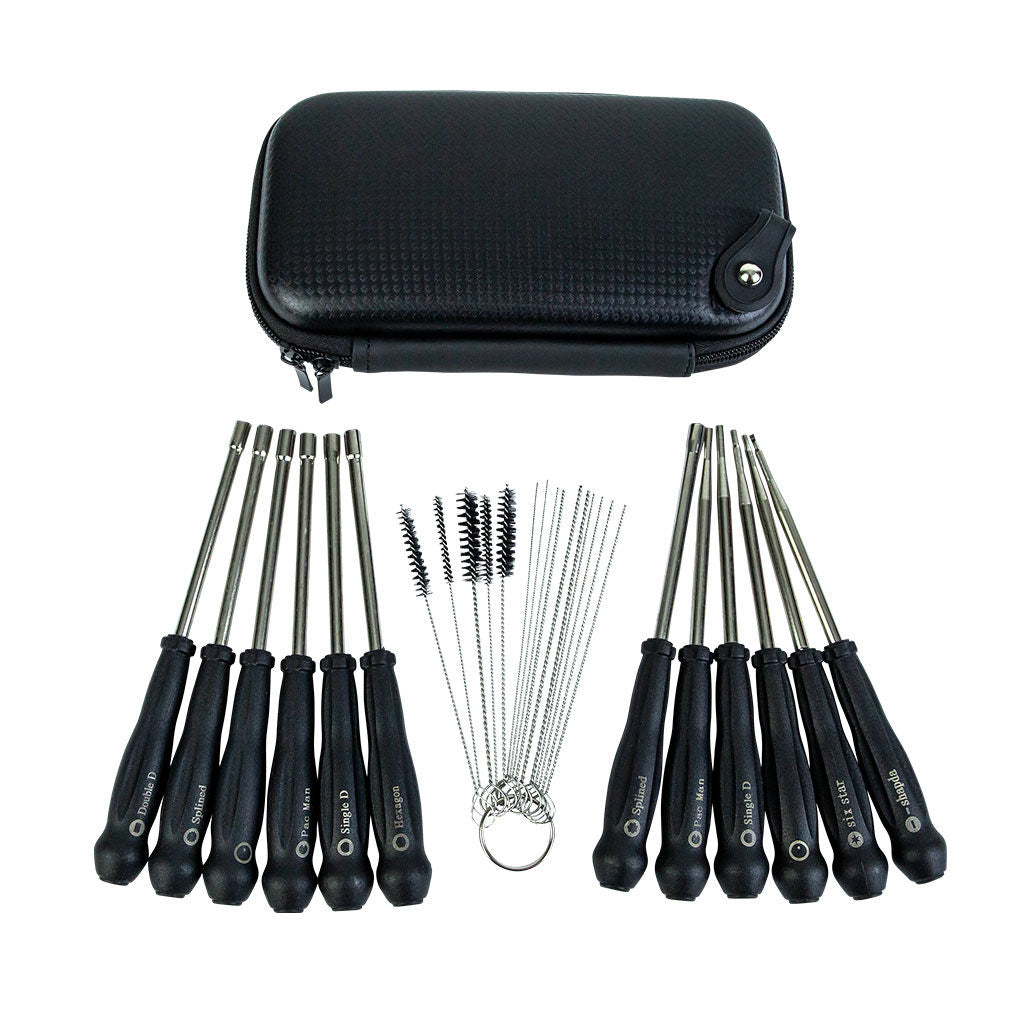 GA TOL8603 12 piece carburettor tuning tool set with tamper proof screwdrivers, cleaning brushes, wire rods and carry case