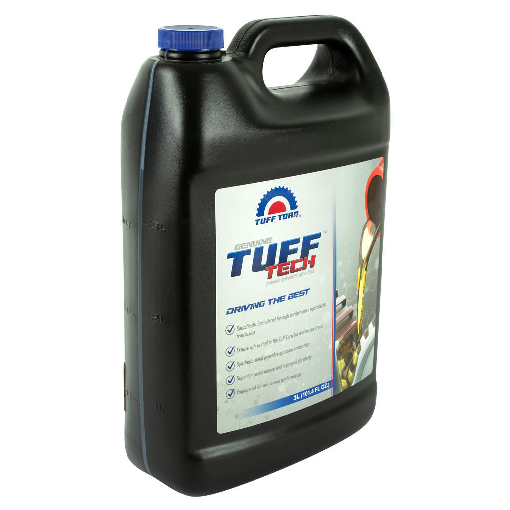 Three litre bottle of Tuff Tech Oil, SKU TTT187Q0899000, for outdoor power equipment lubrication