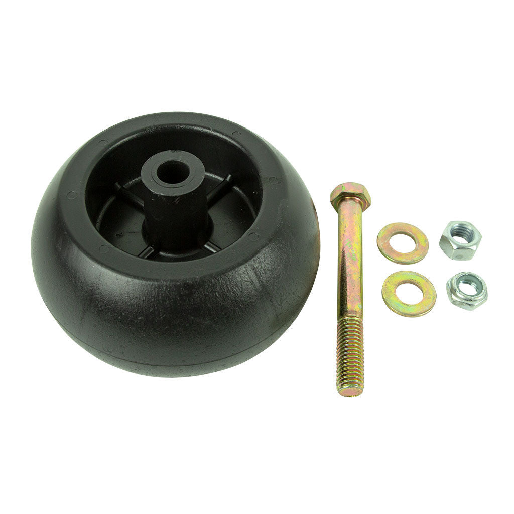 Anti-scalp deck wheel kit with bolt, washers and nuts, SKU WWP8533, for BigDog and HUSTLER mowers