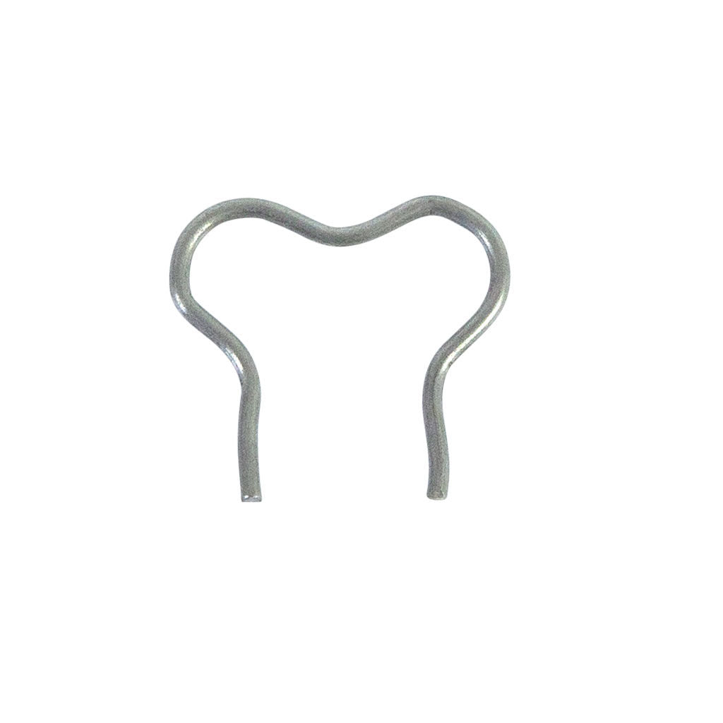 Wheel retainer clip for Victa, SANLI and Bushranger mowers, SKU WWP8591, shown as a small metal retaining clip