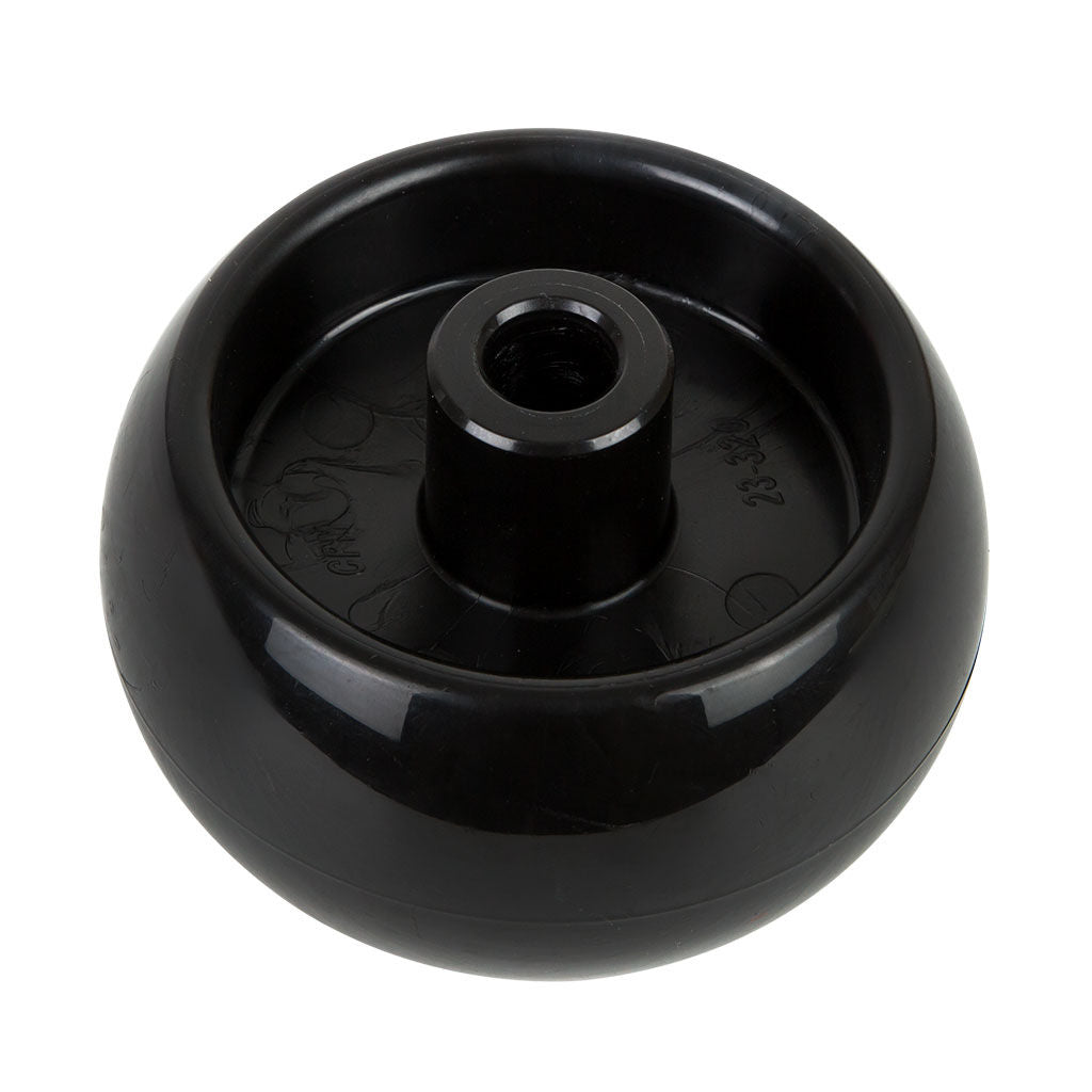 GASPARES WWP8666 anti scalp deck wheel for Ferris and Victa mowers, shown as a small black plastic deck wheel