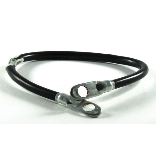 Black 16 inch battery cable assembly with 1/4 inch and 3/8 inch ring terminals, SKU BAT398
