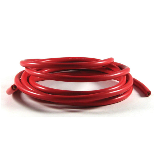 BAT403 GA battery cable, 10 foot length of 6 gauge red insulated bulk cable coiled for photo