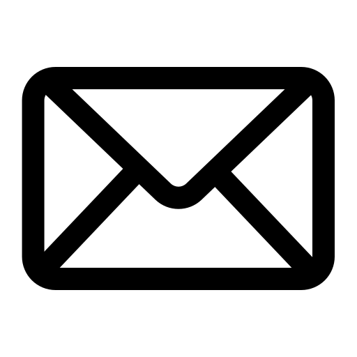 A black envelope icon inside a rounded rectangular border on a light gray background.