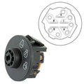 Black plastic ignition switch with 5 terminals and snap mount body for Exmark and TORO mowers, SKU SWT8038